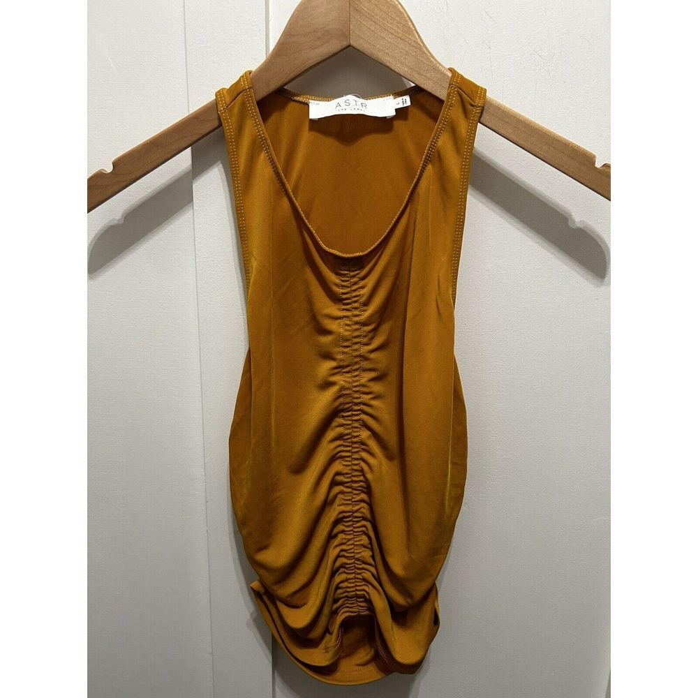 ASTR The Label Top‎ , Blouse Ruched Mustard Yellow Sleeveless Large